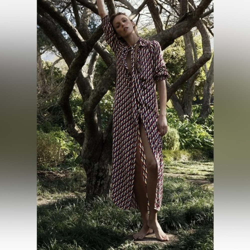 ZARA Geometric Print Midi Dress Multicolored Size Medium
